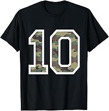 Camo Varsity Sports #10 Uniform T-Shirt for Birthdays and Fans