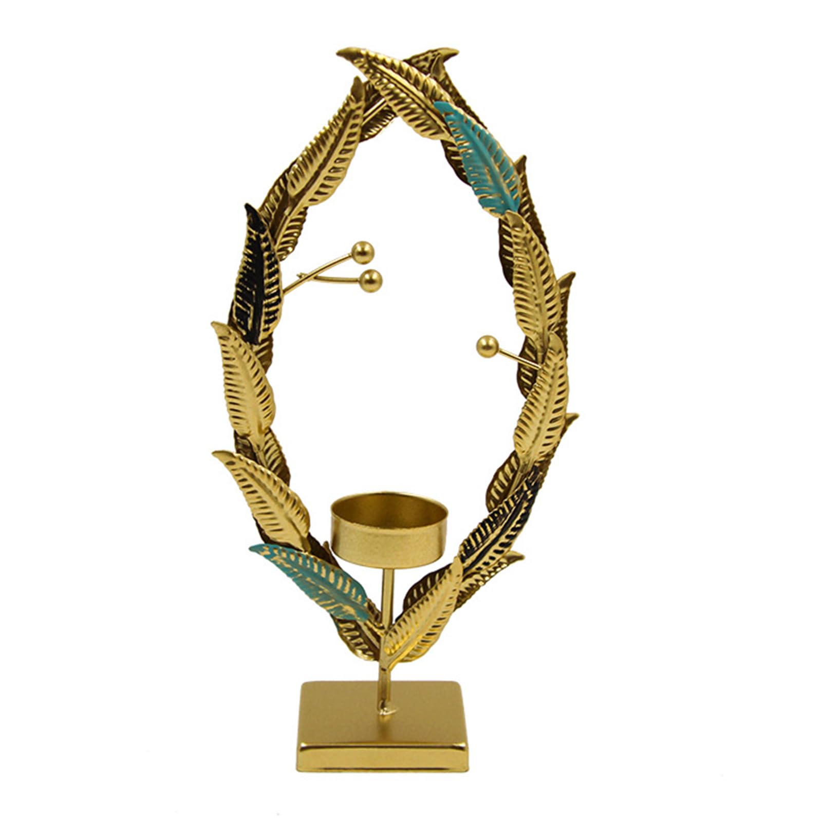 carotoe Holder Metal Candlestick Elliptical Leaves Shape Candleholder for Indoor Decoration Stand Creative Candlestick