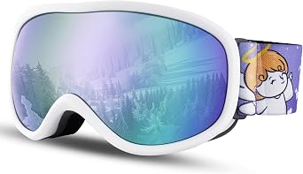 Kids Ski Goggles OTG Kids Snow Goggles Anti Fog UV Protection Snowboard Goggles, Helmet Compatible for Boys Girls Toddler