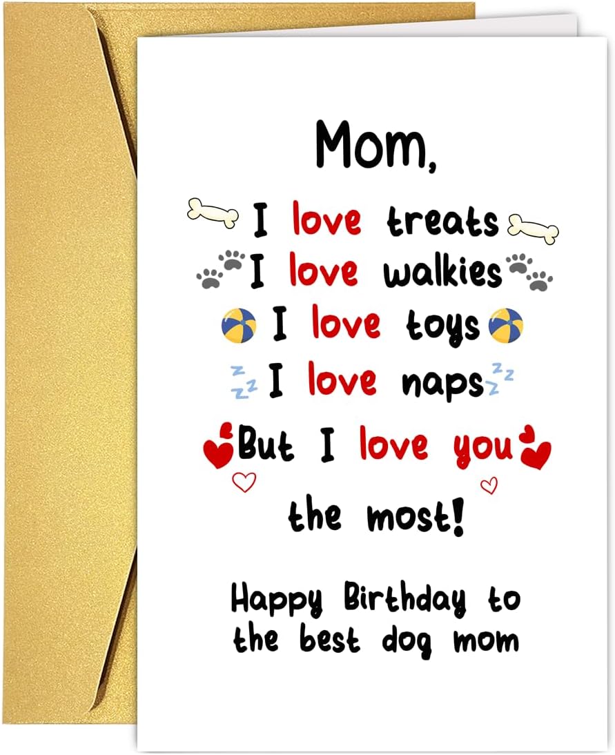 RUALOVE Cute Dog Mom Birthday Day Card, Happy Birthday Day Gifts from Dog Puppy, Birthday Gift Card for Best Dog Mom, Dog Mom Card for Her Women, Best Dog Mom Ever