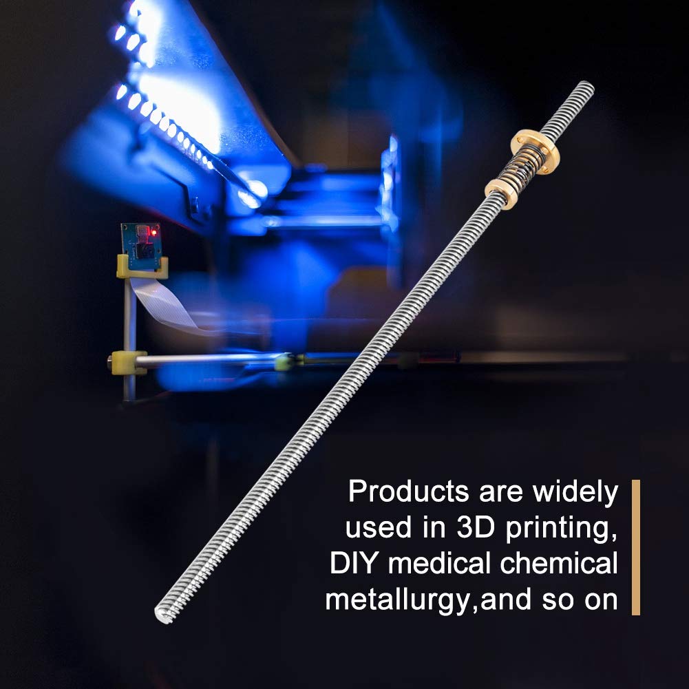 High Threaded Rod Screw with Anti Backlash Nut 3D Printer Part T8 8mm Dia 2mm Pitch Ideal for CNC Mill DIY Projects (300mm)