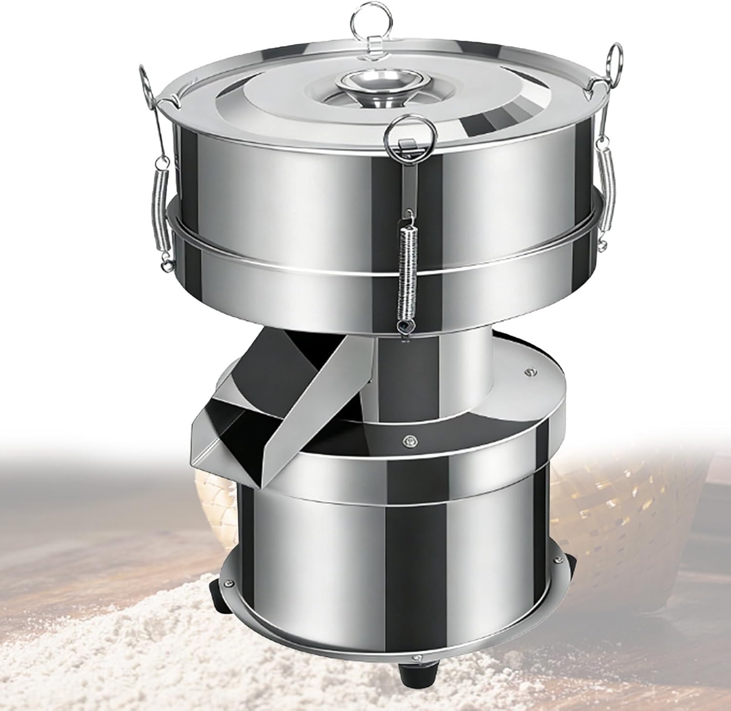 Vibrating Sieve Stainless Steel Electric Sieve Machine φ300mm, Electric Flour Sifter, Professional Powder Sieve Machine 1350RPM,for Powder Particles Liquid 150mesh-15CM