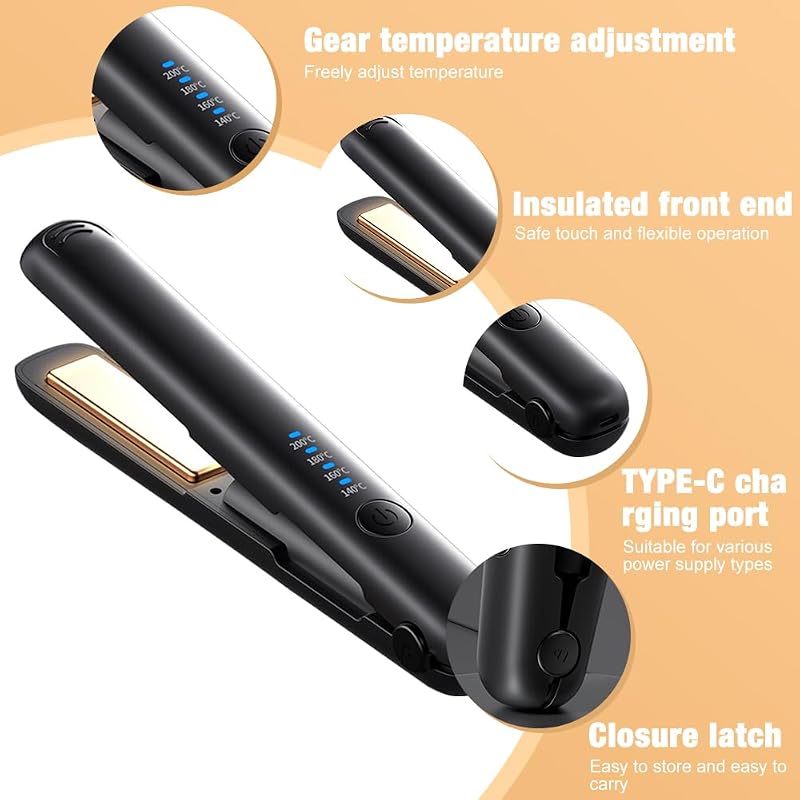 Mineup Mini Vezeték Nélküli Hajvasaló 2-in-1 - Egyenesítés és Göndörítés, 4 Hőfokozat, 3200 mAh Titánium Lapok, LCD Kijelző, 140-200°C