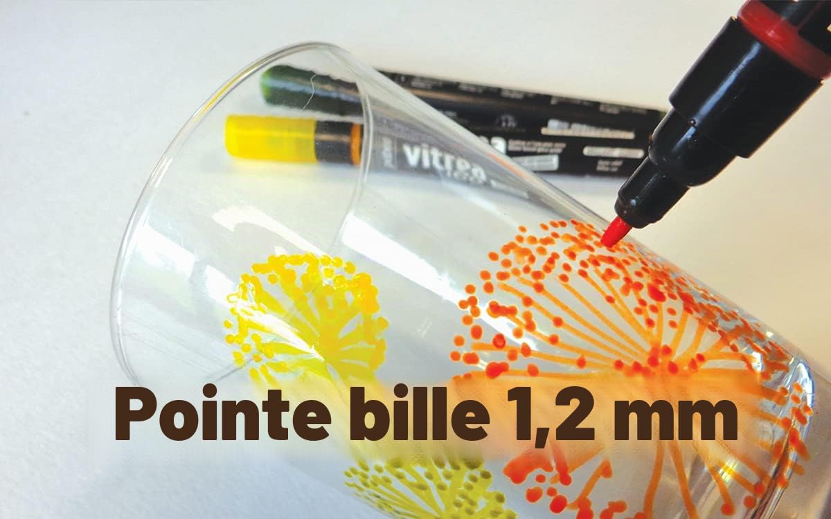 Pebeo Vitrea Set de feutres pour verre (Assortiment de couleurs)