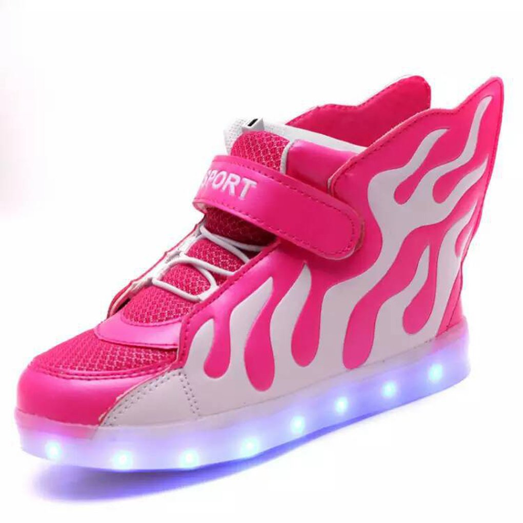 Kids Hi-Top Zapatillas de Deporte Llama Patrones Iluminación LED Zapatos de Carga USB Zapatillas