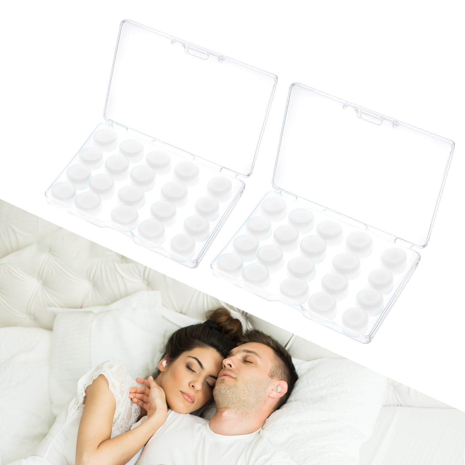 40 PCS Silicone Earplugs, Ear Plugs Silicone, Soft Moldable Ear Plugs for Sleeping, Noise Cancelling Reduction Earplugs for Swimming, Travel, Snoring, Concerts, Studying, Airplane, Motorcycle, Clear — Amazon image 6