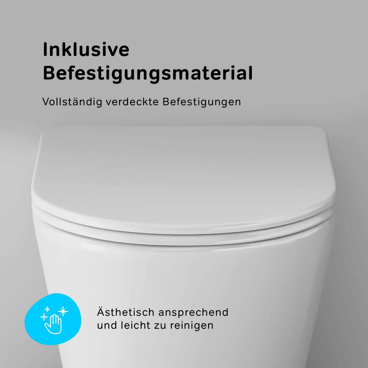 AM.PM Spike – AquaSpin Wand WC spülrandlos | Hänge WC mit Toilettendeckel mit Absenkautomatik | Duroplast Klo Sitz | Spülrandloses Hänge WC Set | Kompatibel mit Vorwandelement & Gäste WC | Weiß 49cm