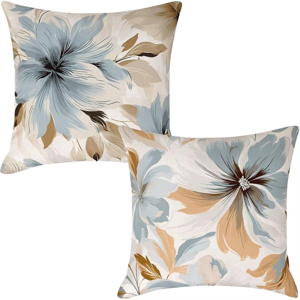 Federe Cuscini da Esterno Impermeabili 65x65 Astratto Copri Cuscini per Divano Fiori Federa Cuscino Moderno Decorativi Copricuscini per Divano Giardino Patio Soggiorno Copricuscino Set di 2 (IU59)