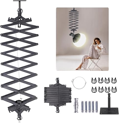 Sistema de riel de techo para fotografía Kit de bisagra de fuerza constante de elevación de 2 M con cuerda de seguridad Accesorios para estudio de