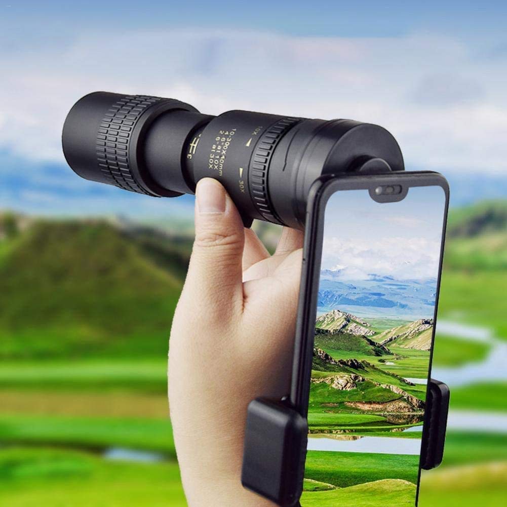 Telescopio portátil HD de alta potencia, 4K 10-300x40mm Super Telephjective Zoom Telescopio monocular con trípode y clip para la mayoría de los telescopios de teléfonos inteligentes 2020 The New