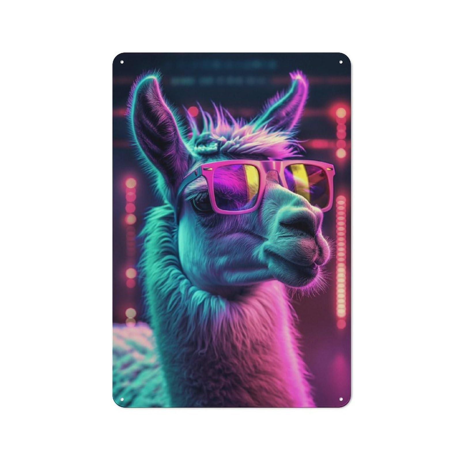 Junmoney Funny Retro Party Llama Retro Metal Plaque 30X20cm For Lounge Or Reading Corner, Suited To Lounge Decor Fans