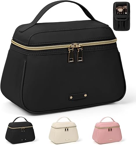RAINSMORE Bolsa de maquillaje de viaje, bolsa de maquillaje grande, bolsa de cosméticos impermeable, bolsa de aseo para mujer, bolsa portátil para