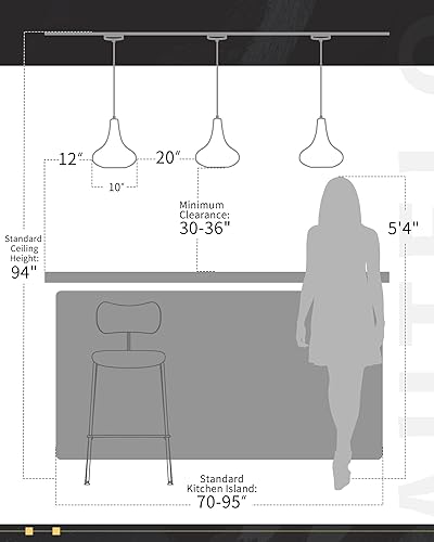 Miniatura 5 de AUTELO Lámpara colgante de cocina de vidrio con luz colgante de vidrio martillado para isla de cocina, sala de estar, comedor H9164
