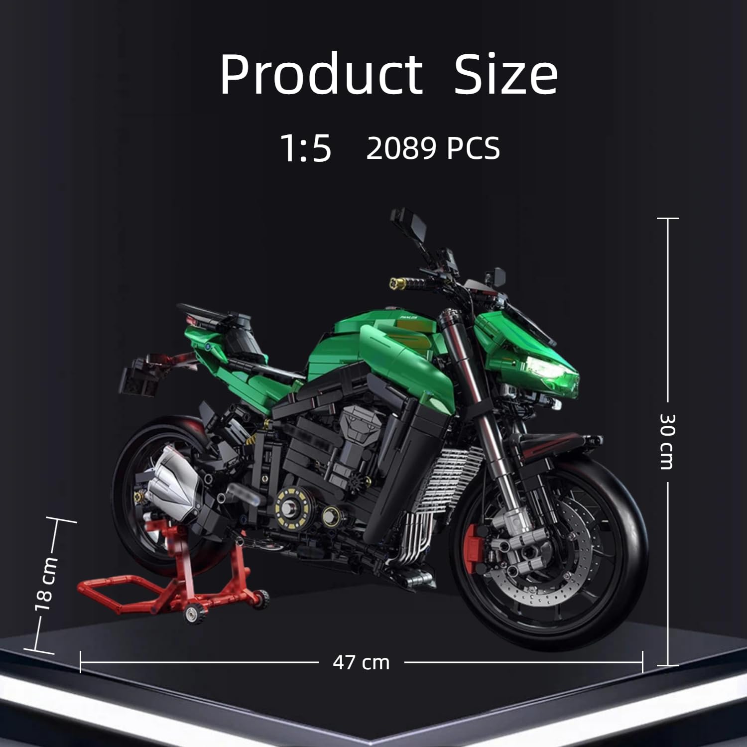 Technik Motorrad Bausteine, 2089 Klemmbausteine 1:5 MOC Rennen Motorrad Bausatz Erwachsene,Technik Supermotorrad Modellbausatz, Superbike Spielzeug Geschenk für Erwachsene