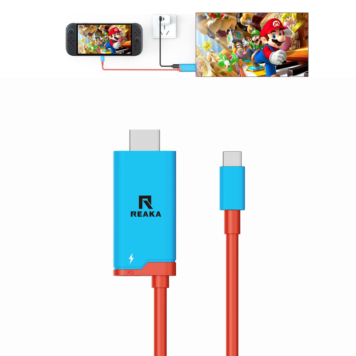RREAKA Dock para Nintendo Switch OLED - Adaptador 2 en 1 con cable HDMI 4K, carga USB-C 100W, estación de carga portátil para viajes, Samsung Dex S23, MacBook