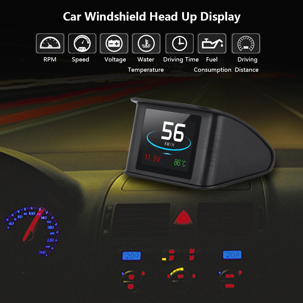 Pantalla del HUD del coche, P10 Universal Car HUD Head Up Display OBD2 Advertencia de velocidad RPM Proyector de consumo de combustible