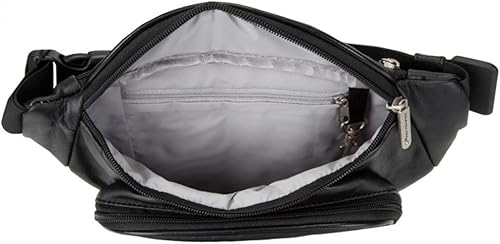 Miniatura 3 de Travelon Riñonera de cuero con bloqueo RFID - Negro