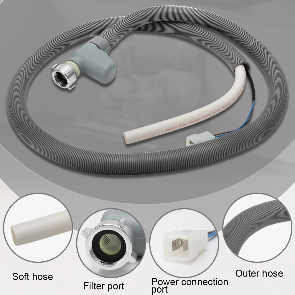 Aquastop Manguera de entrada, 1,85 m, universal, para lavadora, lavavajillas, lavavajillas, manguera de extensión multiusos para tubos de desagüe - 3