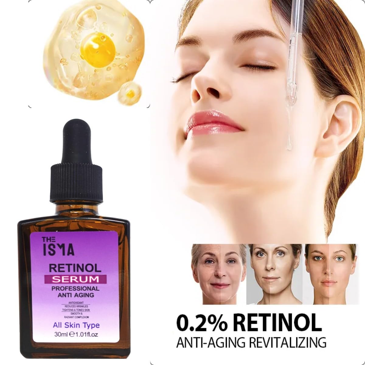 ISMA Retinol Serum, Night Face & Anti-Ageing Treatment, 30 ml, Vitamin A Serum for Fine Lines Wrinkles & Skin Renewal - Image 2