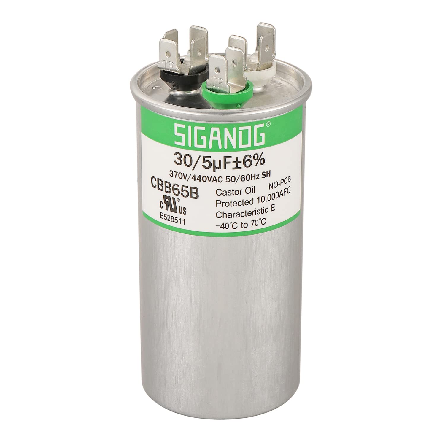 SIGANDG 30+5 MFD 305 uF 370 o 440 voltios CBB65B Condensador para funcionamiento del motor de CA, condensador recto frío, bomba de calor, aire acondicionado, condensador HVAC Colombia