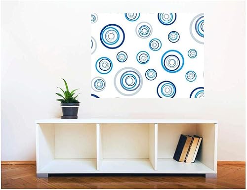 Miniatura 1 de Wall26 Adhesivo de pared extraíble  Círculos abstractos azul fresco  Vista creativa de ventana para decoración del hogarpared  24 x 32 pulgadas