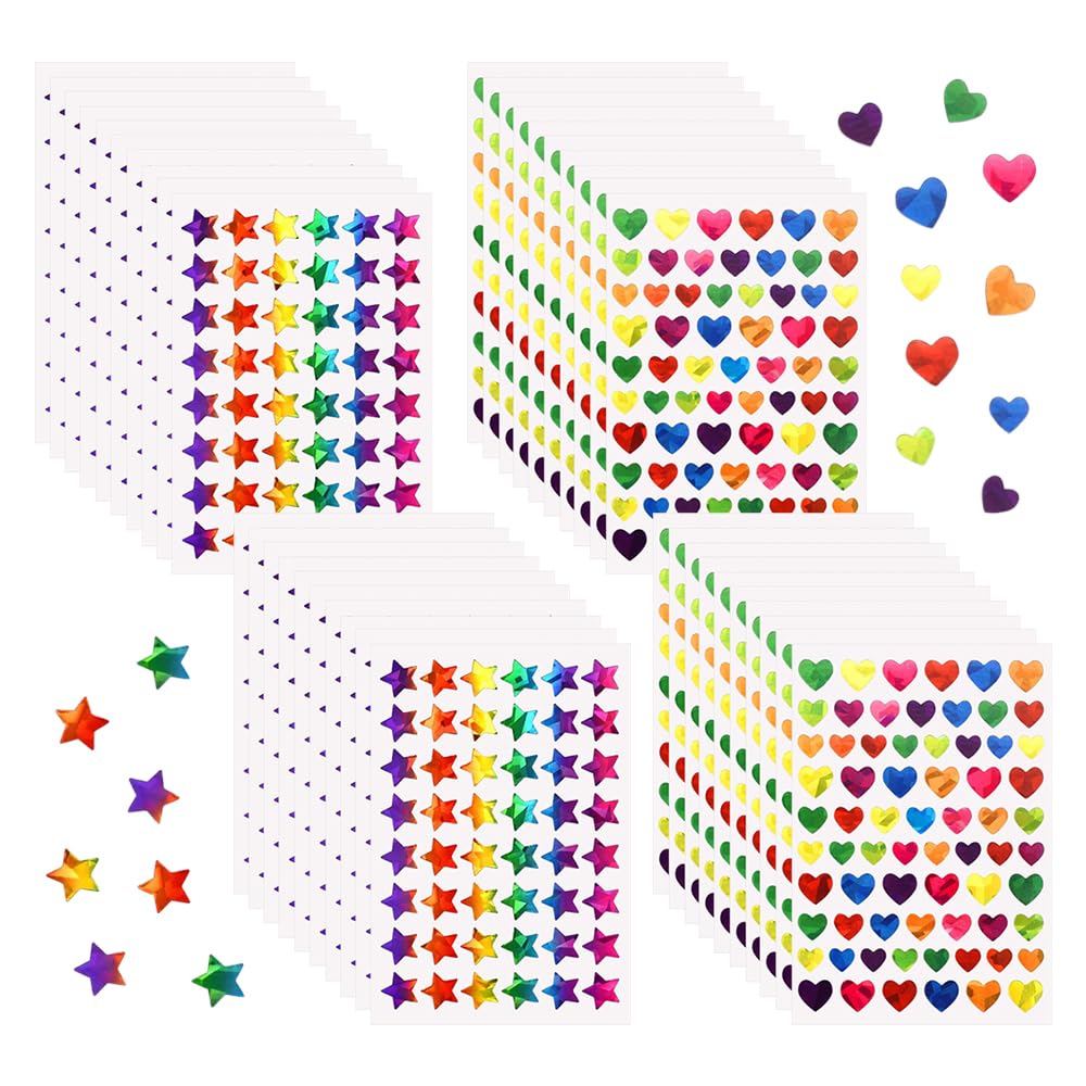 6 Fogli Adesivi A Bolle Coreani Glitterati: Stelle, Cuori, Delfini Per Scrapbooking E Diario - 4