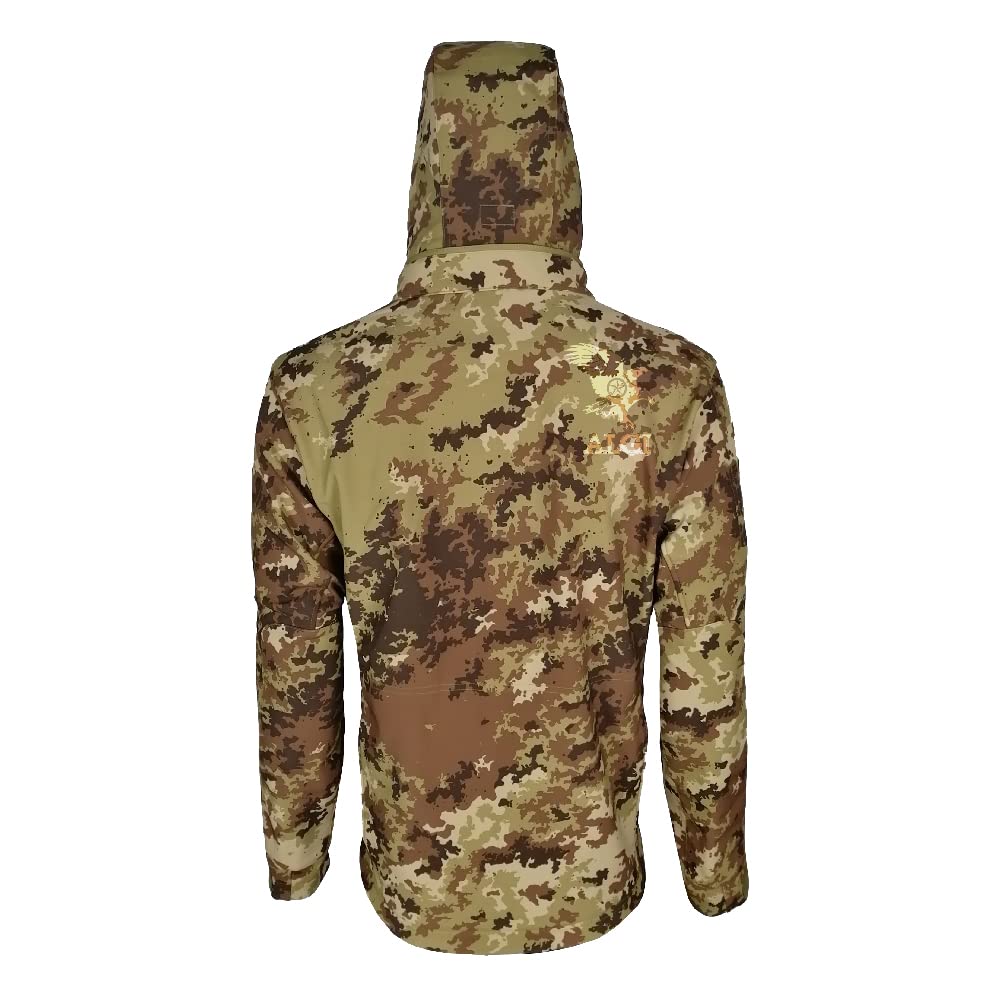 ALGI Giacca Termica Soft Shell con Cappuccio SUMMIT MIMETICA VEGETATO