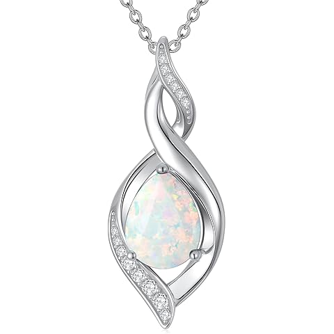 Birthstone Necklace for Women Teardrop Necklaces 925 Sterling Silver Infinity Love ...