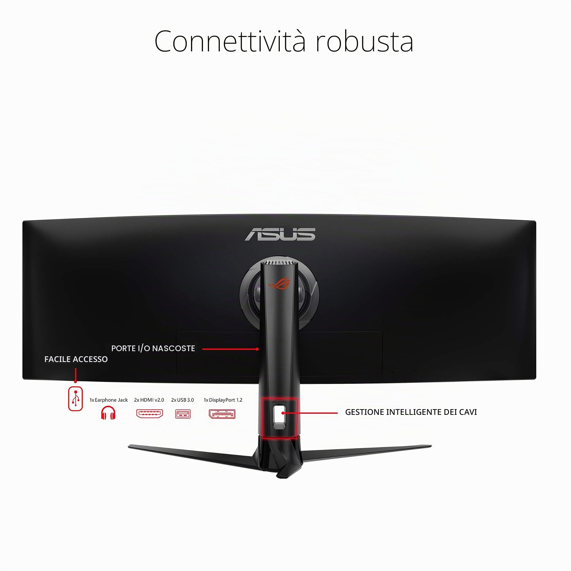 ASUS ROG Strix XG49VQ Monitor curvo da gioco FreeSync da 49 pollici 144Hz Dual Full HD HDR Eye Care con DP HDMI Nero
