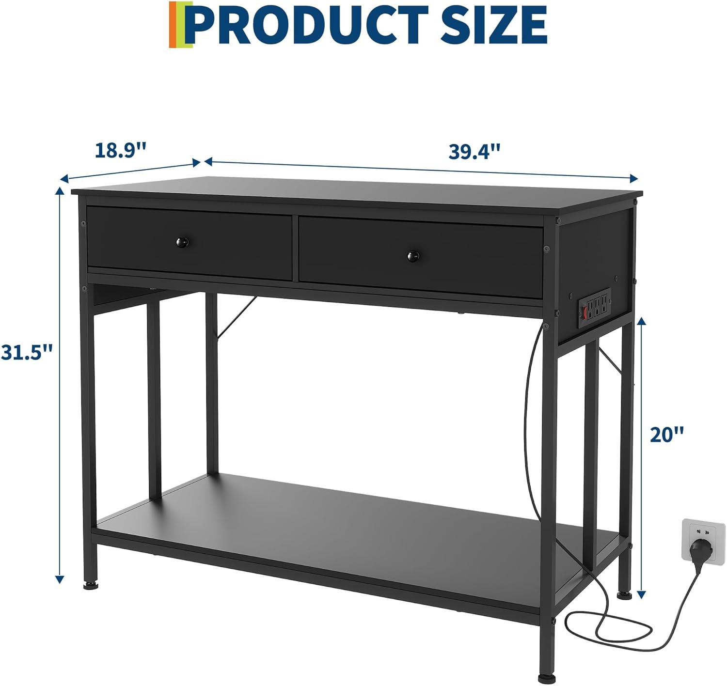 TrailBlaze Heavy Duty Fish Tank Stand with Power Outlet - 40-50 Gallon Double Metal Aquarium/Reptile Terrarium Table - 2 Storage Drawers, Height Adjustable Feet, 660LBS Capacity for Living Room