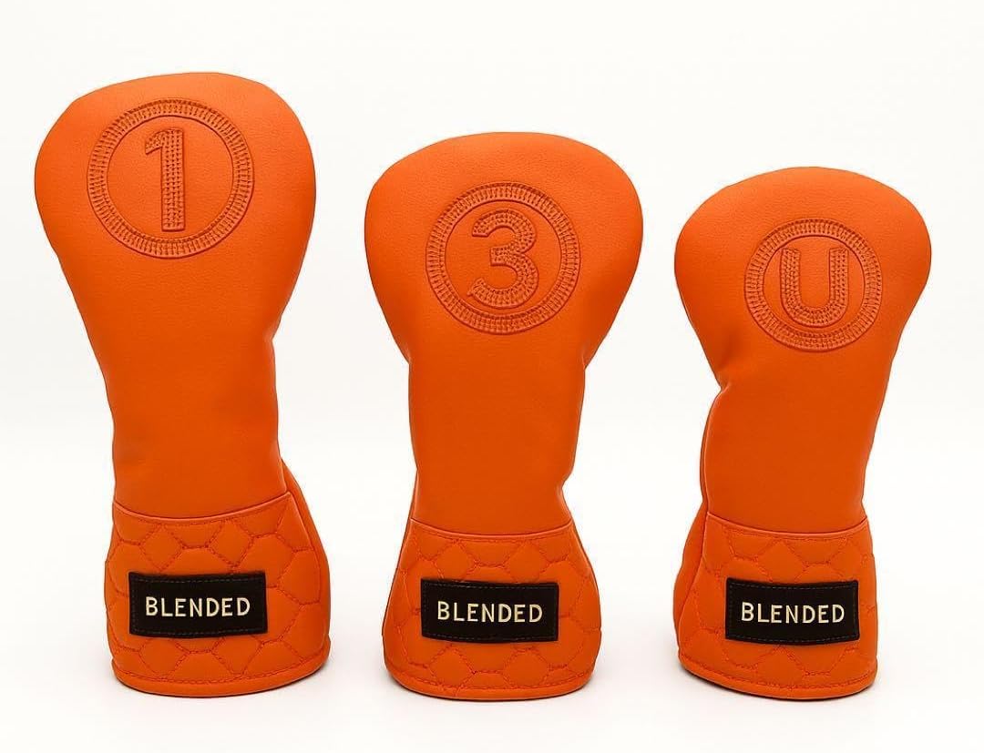 新品 ヘッドカバー 3点セット BLENDED オレンジ ドライバー FW UT ヘッドカバー 3点セット BLENDED オレンジ ドライバー FW UT
