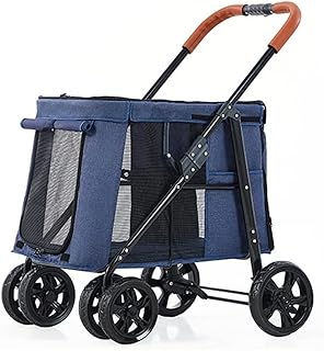 Carrinho de bebê de luxo para cães grandes Carrinho de bebê para cães grandes Carrinho de bebê premium para animais de estimação 4 rodas para animais de estimação Carrinho para animais de estimação para cães e gatos e mais transportadora dobrável (azul)