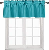 Vista 88 de DWCN Cenefa opaca para cocina, con bolsillo para barra, cortinas para ventana, sala de estar/sótano, 52 x 18 pulgadas de largo, 1 panel, azul oscuro