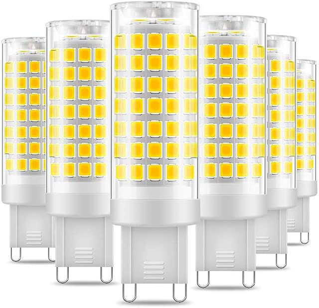Eterbiz G9 LED Bulb, No Flicker 7W Equivalent to 60W Halogen Bulbs, 650LM, Daylight White(6000K), G9 Energy Saving Light Bulbs Non Dimmable, Pack of 6
