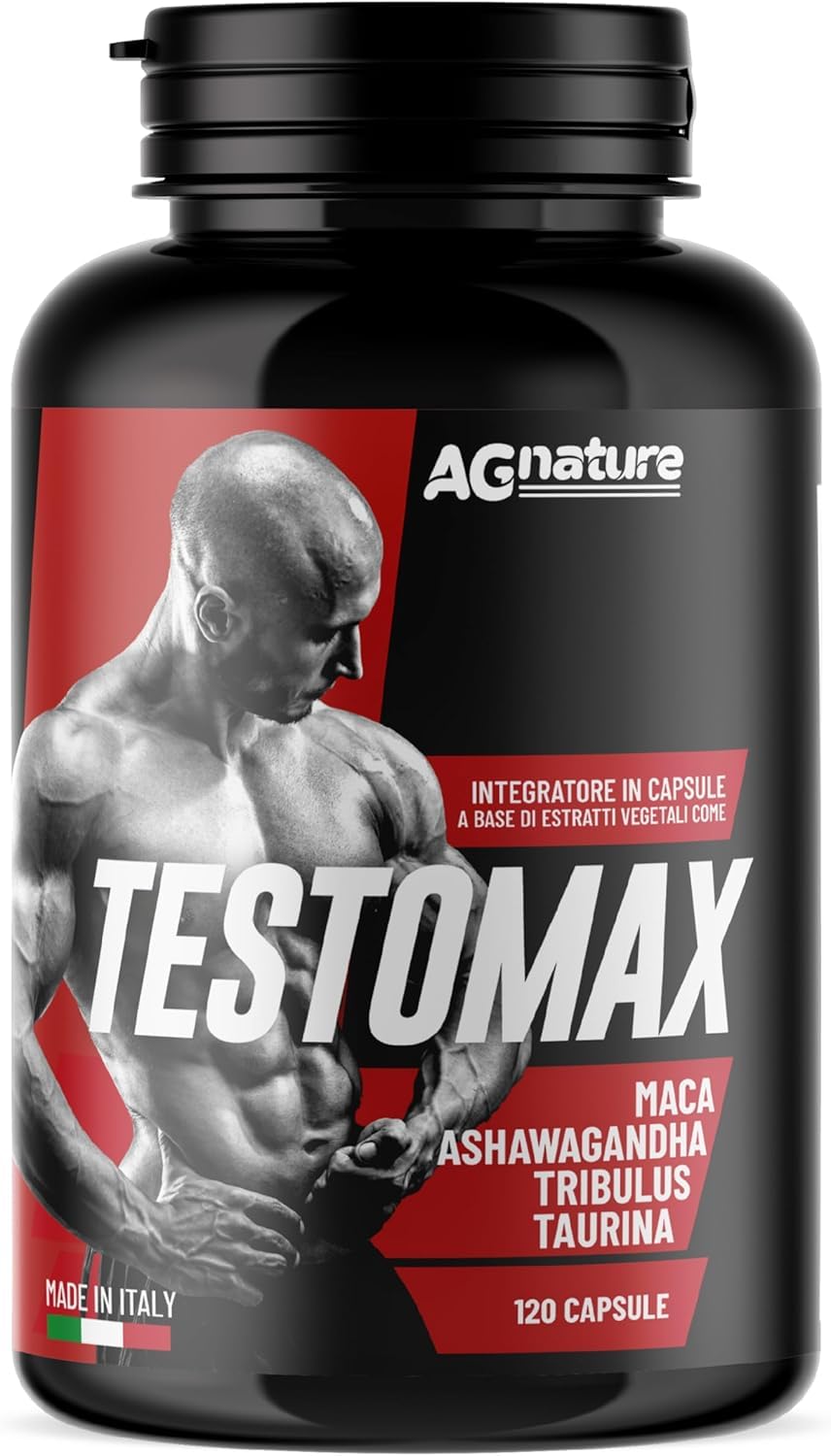 AG nature Testosterone Uomo Aumento Massa Muscolare x Palestra 120 Capsule | Integratore Forte Energizzante con Maca Peruviana, Magnesio, Zinco e Vitamina B6