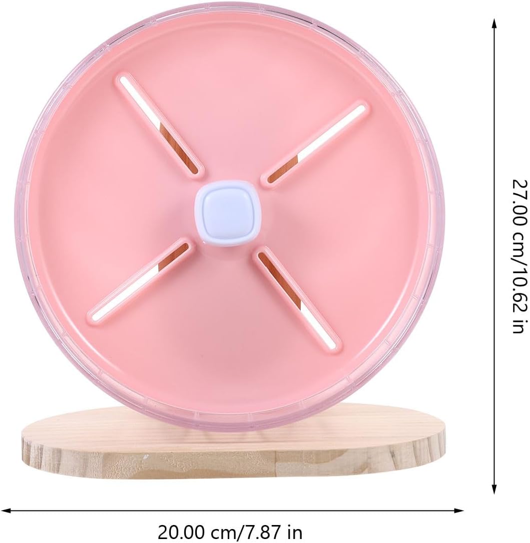 Silent Hamster Wheel with Wood Stand, 20cm Stable Small Exercise Wheel for Hedgehogs, Chinchillas, and Rats, Quiet Running for Small Pets and Cage Accessories