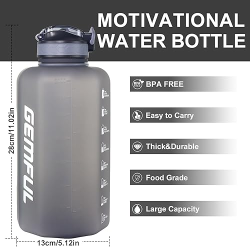 Miniatura 8 de GEMFUL Botella de agua motivacional de 74 onzas con popote y marcador de tiempo, sin BPA, jarra de agua grande para gimnasio, fitness, deportes, a
