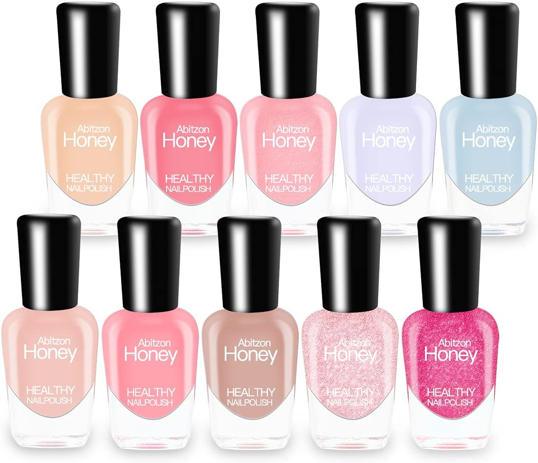 Abitzon New Nail Polish Set (10 Bottles) NonToxic EcoFriendly Easy