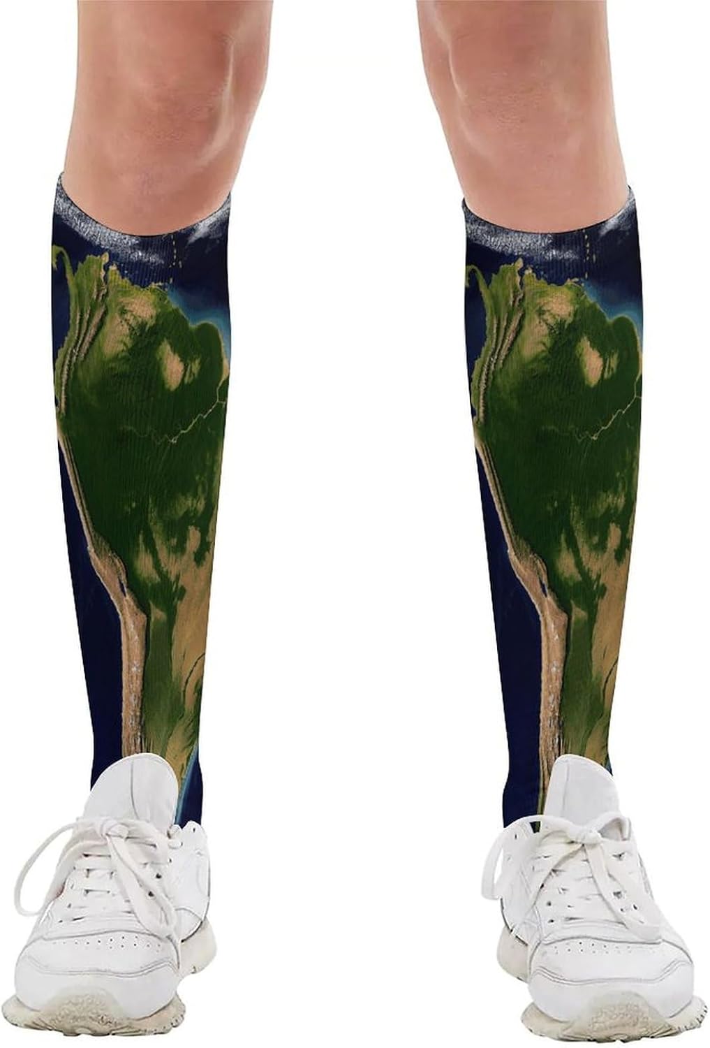 South America Satellite Image Compression Sock Circulation Support Socks Lightweight Knee High Tube Sock Over-The-Calf Sock for Adult