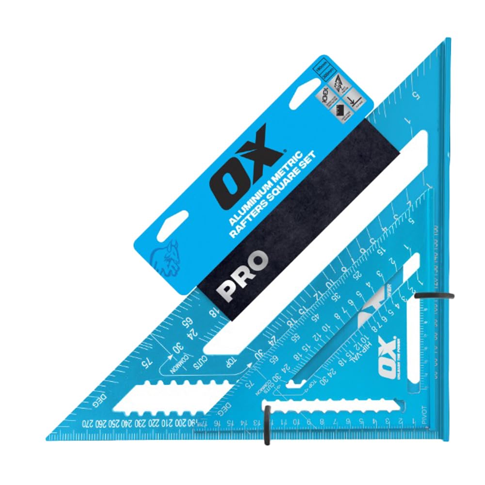 OX Tools Pro Aluminium Metric Rafters Square Set  180mm & 300mm OX
