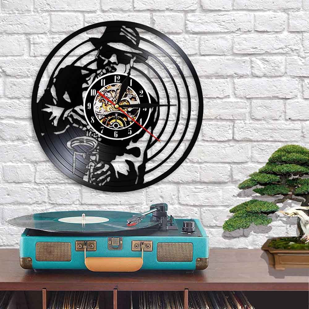 ELD 30cm Jazz Musik Saxophon Player Silhouette Wanduhr Silent Quartz Modernes Design Vinyl Schallplatte Wanduhr Dekor 3D Wanduhr Kunst Wanduhren Uhren