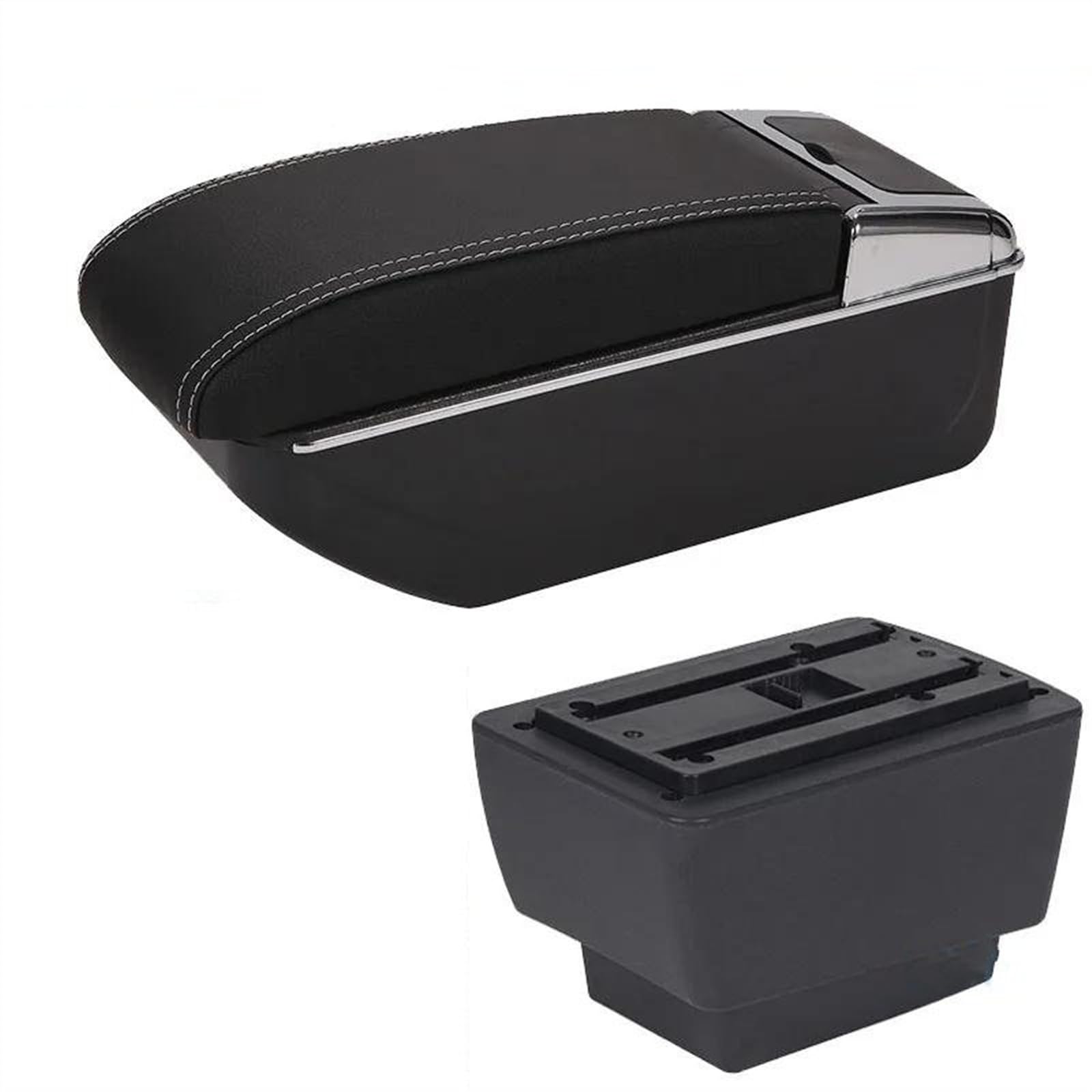 NOHEEU Center Console Armrest Storage Box For Fabia 3 III Combi 2015-2021 Car Interior Parts Modification Accessories(D3 Black white No USB)