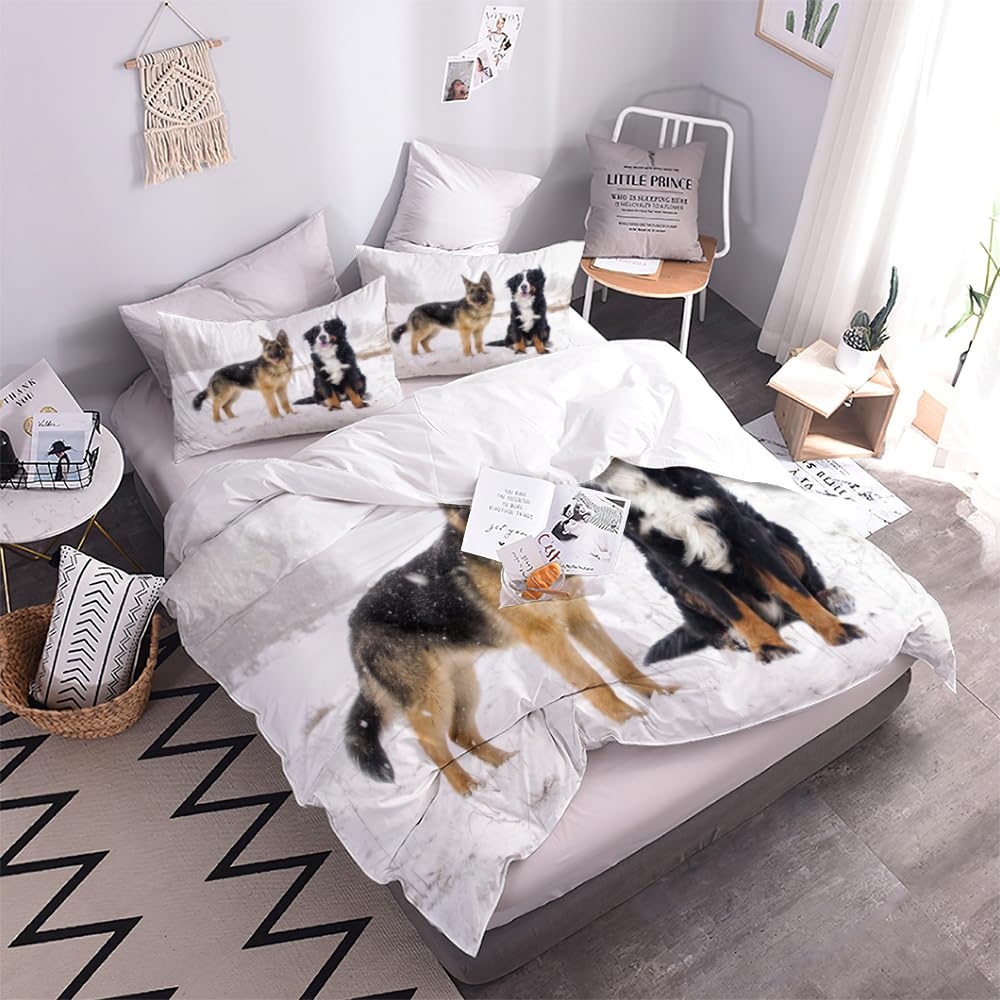 160X200 2 Personnes Housse Couette Ours Polaire Bleu Fibre Ultrafine Avec Fermeture Éclair De