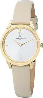 ساعة للنساء من بيير كاردان، موديل CPI.2536، تناظري، بمينا فضة، بسوار اللون البيج