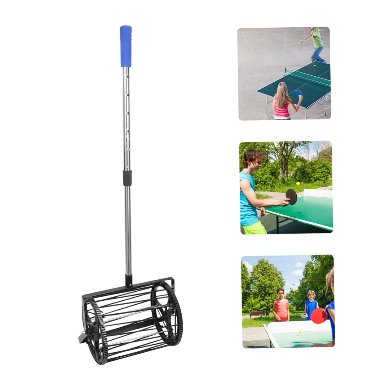 GRIRIW 1pc Drum Type Tennis Ball Picker Efficient Table Tennis Training Tool Holds Balls Lightweight Roller for Easy Pickup and Storage for Practice Sessions
