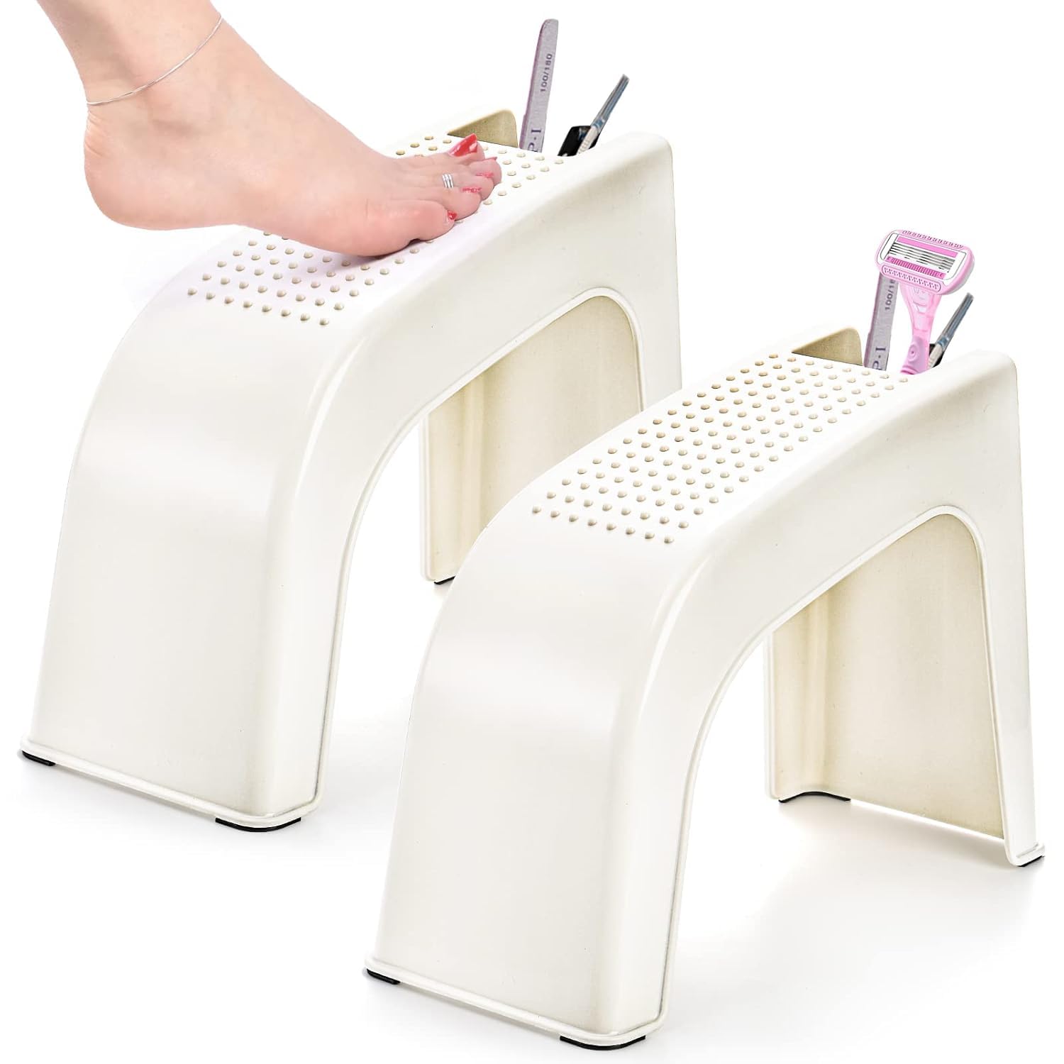 Shower Foot Rest, Easy Pedicure Foot Rest Stand, Shower Foot Stool for Shaving Legs, Bathing, Manicure, Non-Slip, Built-in Storage-image-49