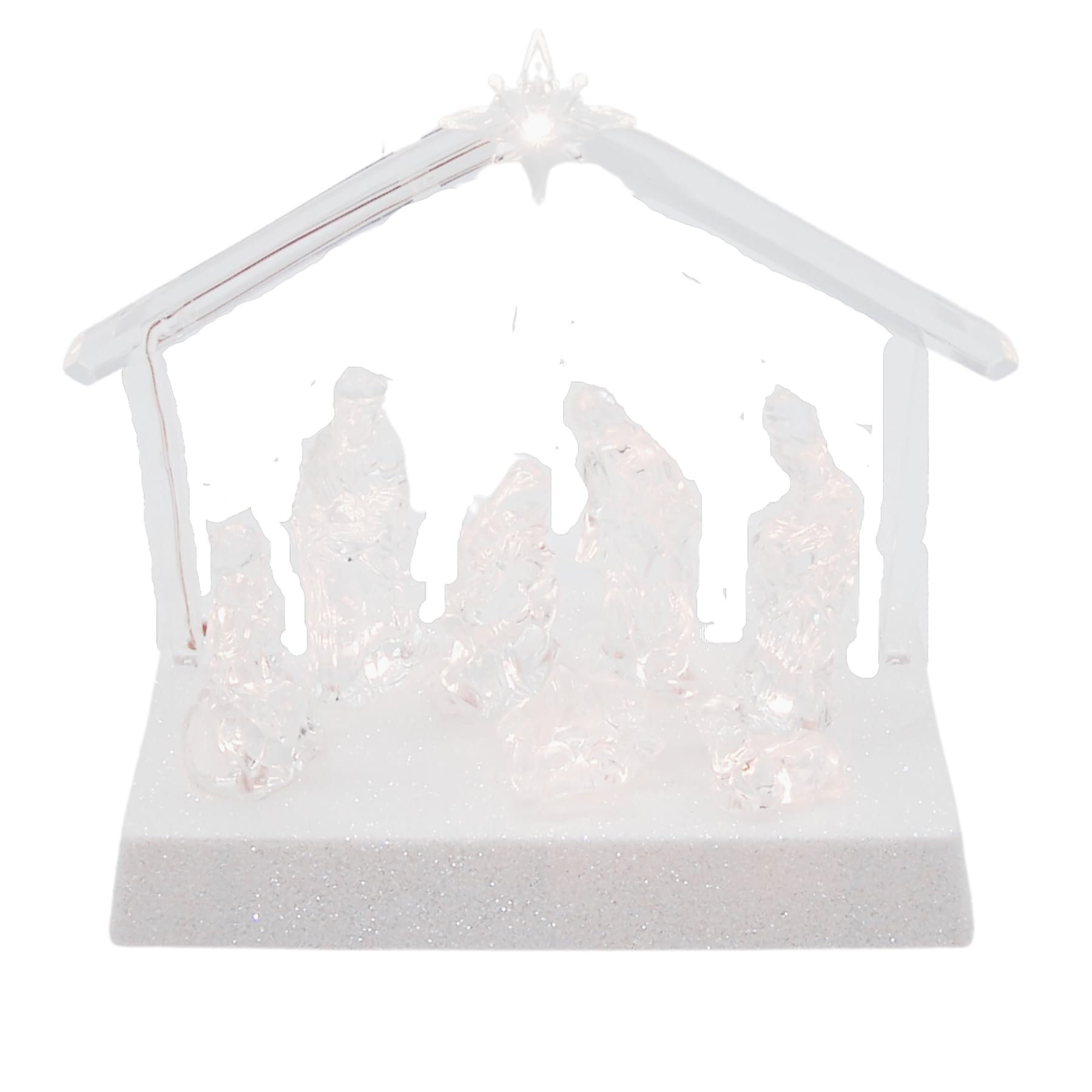 Wowser Figurine de crèche lumineuse sous une étoile - Décoration saisonnière autonome - Décoration de Noël religieuse - 19,1 cm