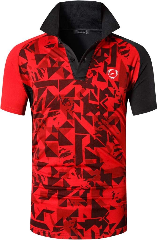jeansian Men Sport Outdoor Quick Dry Short Sleeves Polo T-Shirt LSL279 Red M