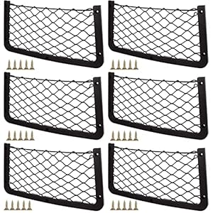 MIVIDE 6 Pack 36x18CM Storage Nets for Campervans, Cargo Nets for Van, Elastic Mesh Car Storage Net, Campervan Storage Net, Trunk Car Storage Solutions Accessories for Phone Storage