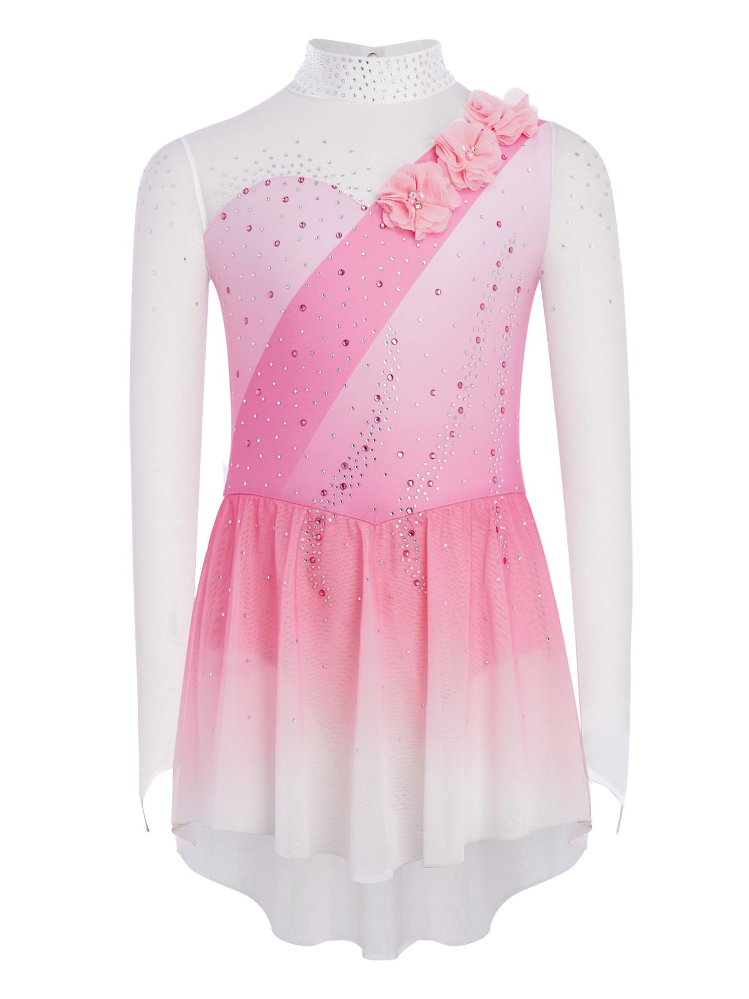 iiniim Abito da Pattinaggio Artistico per Bambina Body con Gonna da Balletto in Tulle Abito da Ginnastica Ritmica Costume da Gara di Danza